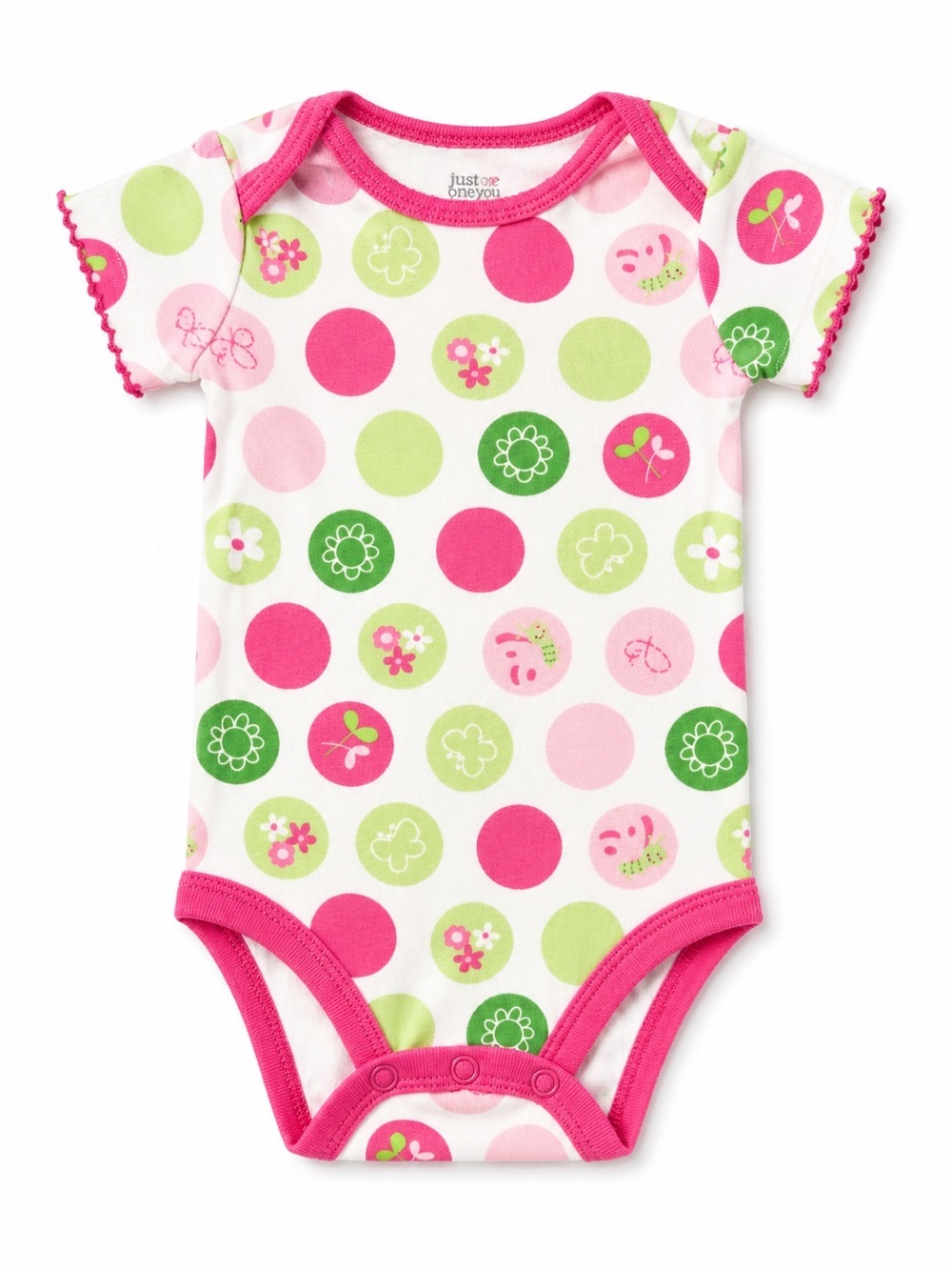 Pink and Green Polka Dot Short Sleeve Bodysuit